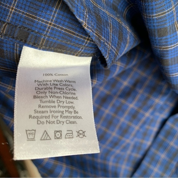 Eddie Bauer Button Shirt Long Sleeve Plaid Blue Wrinkle Free - Picture 5 of 9